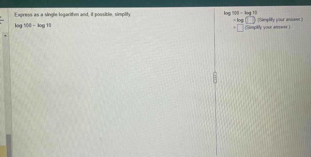 Express as a single logarithm and, if possible,