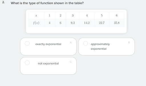 question 1: 5. 4x - 1 Consider the exponential