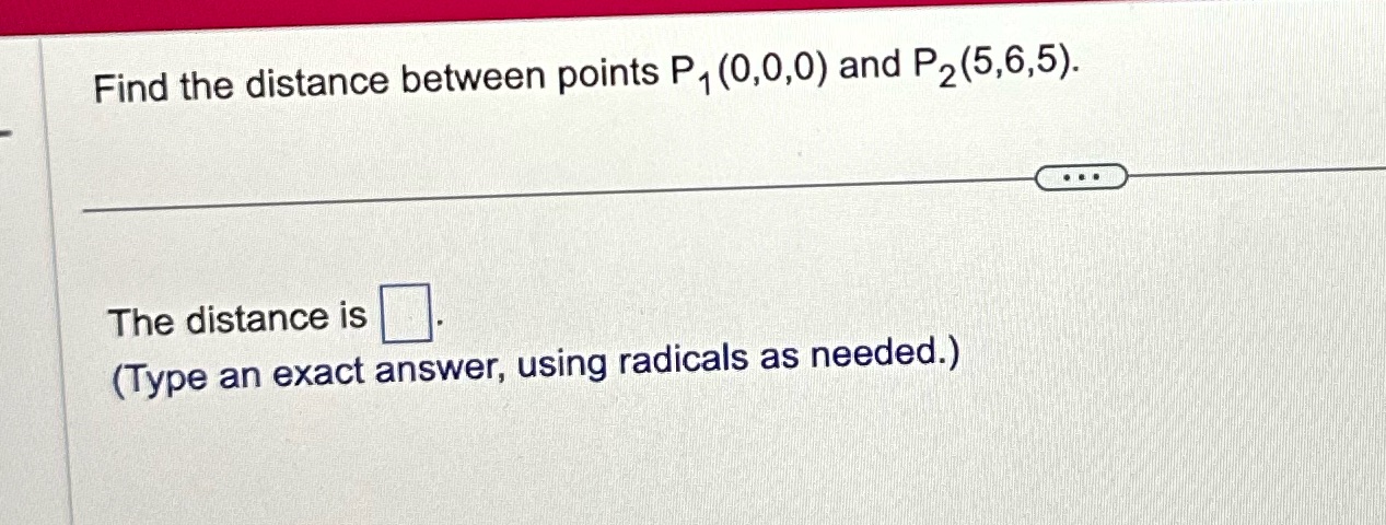 77. Find the distance between points P1(0,0,0)