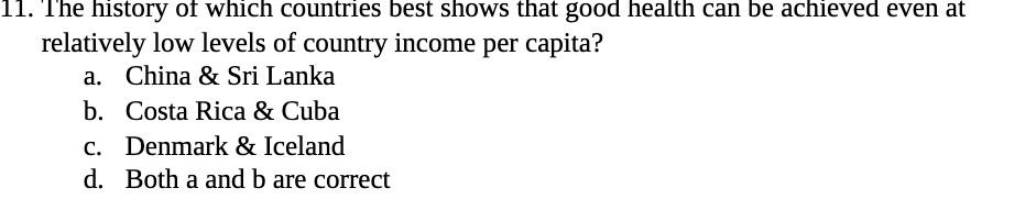 11. The history of which countries best shows