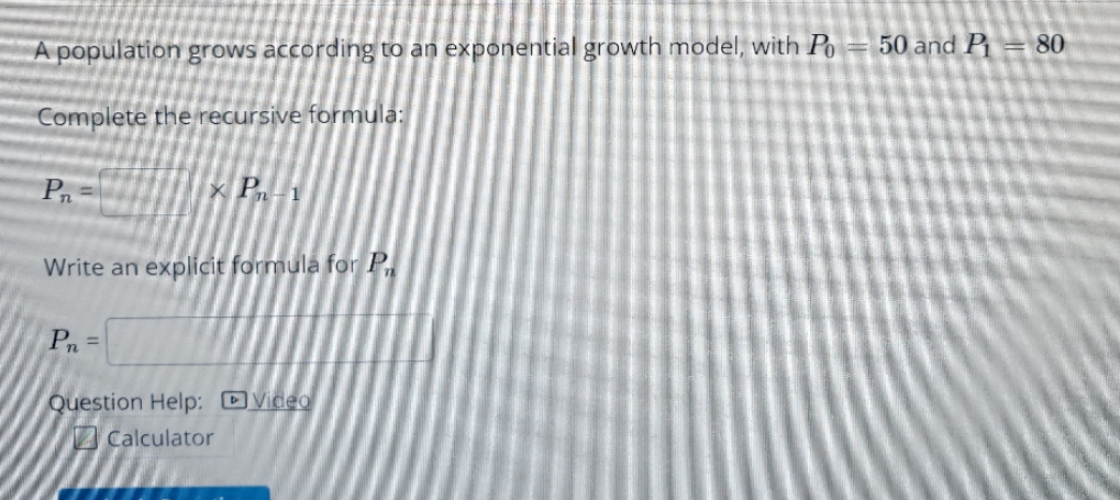 thanks for the help A population grows according