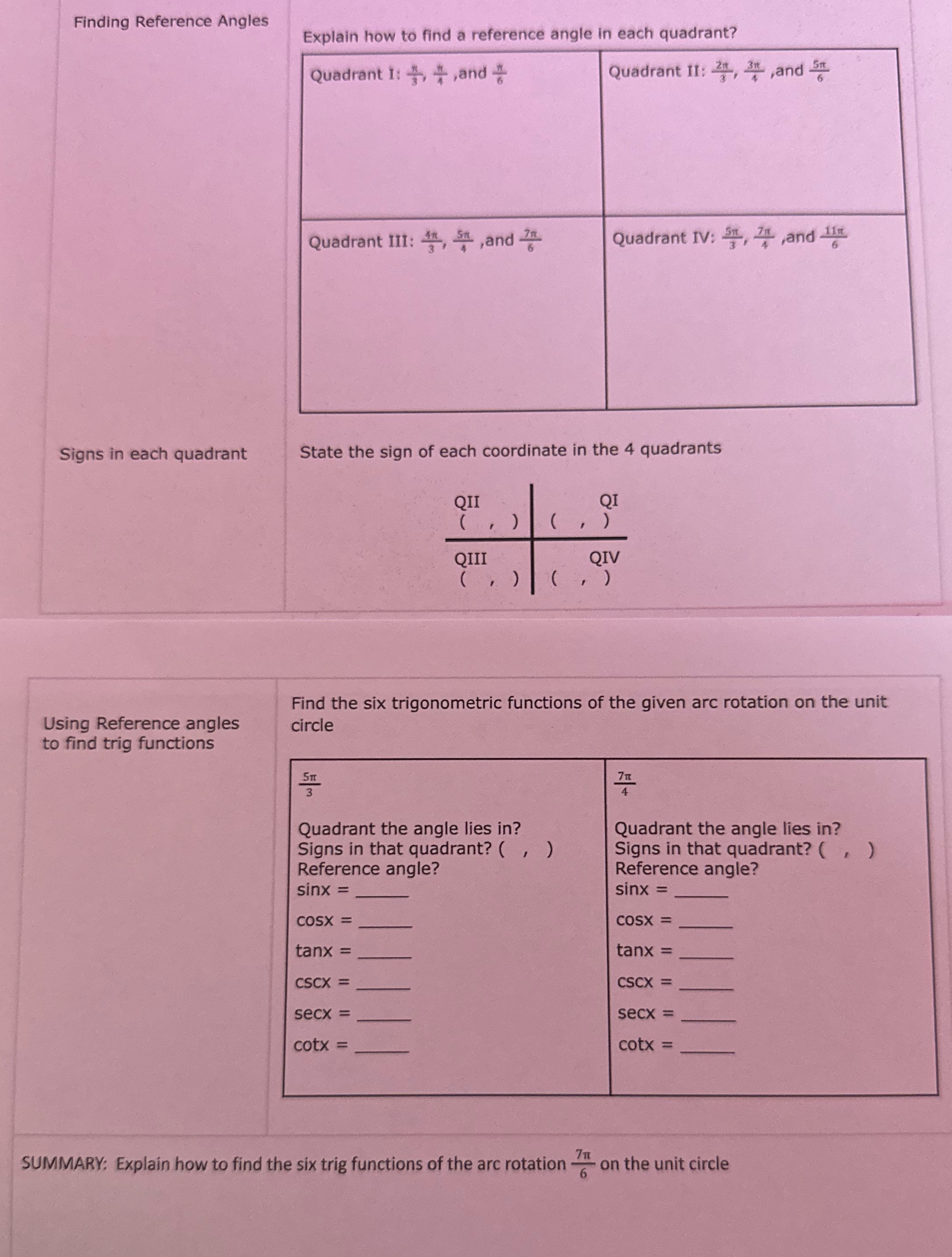Finding Reference Angles Explain how to find a
