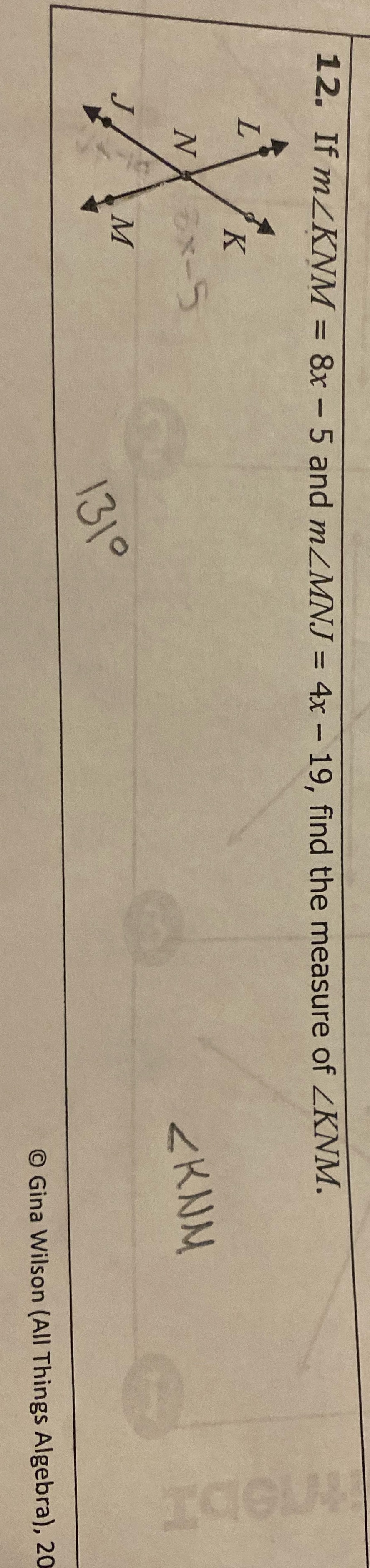 Using algebra to solve for missing measures 12.