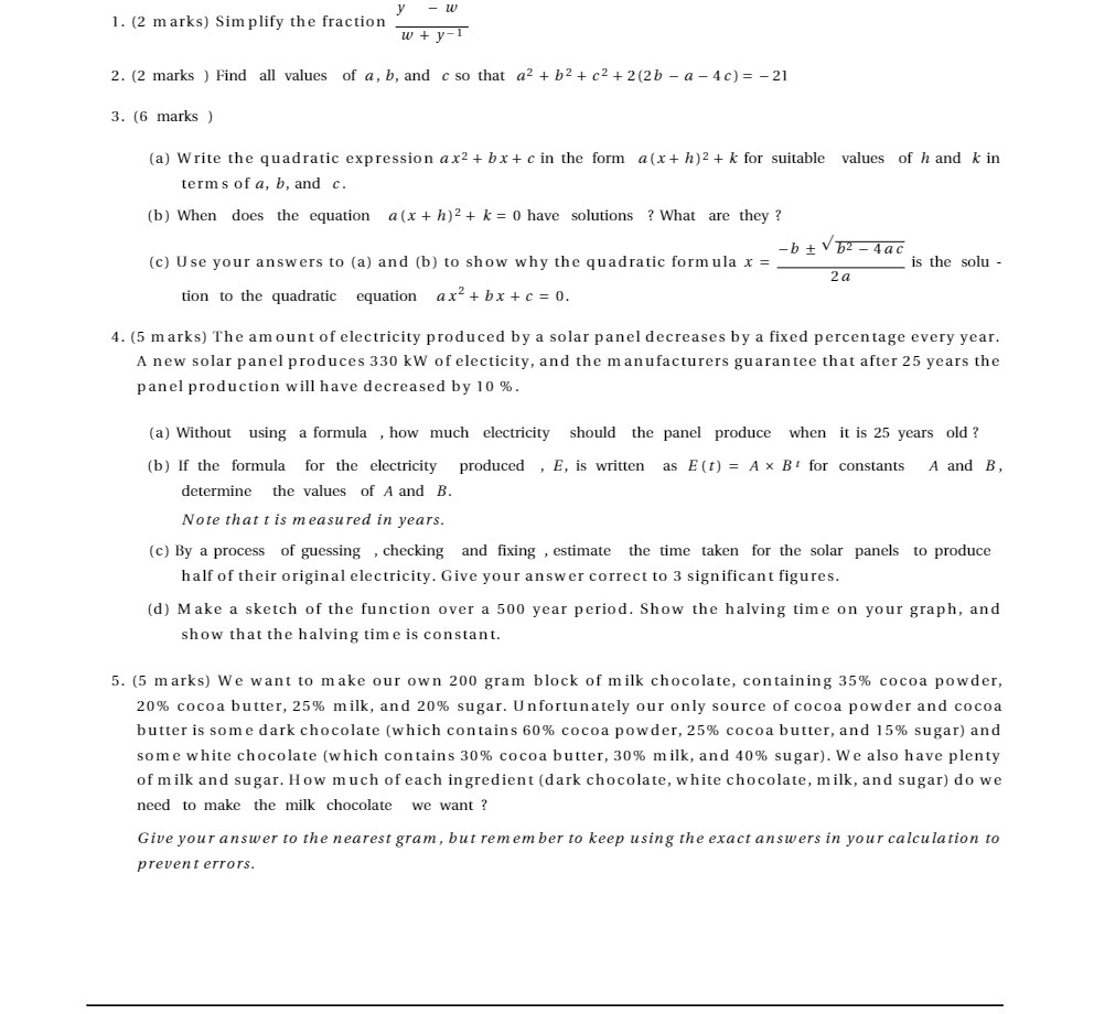 - W 1. (2 marks) Simplify the fraction Wty-I 2.