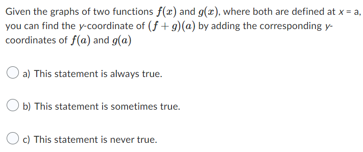 Given the graphs of two functions f($) and g(:1:)