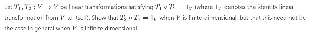 Let T1,T2 : V } V be linear transformations