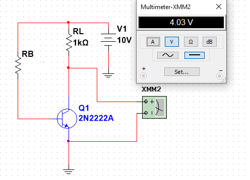 Conditions: V1= 10 Volts RL = 1kOhms Transistor