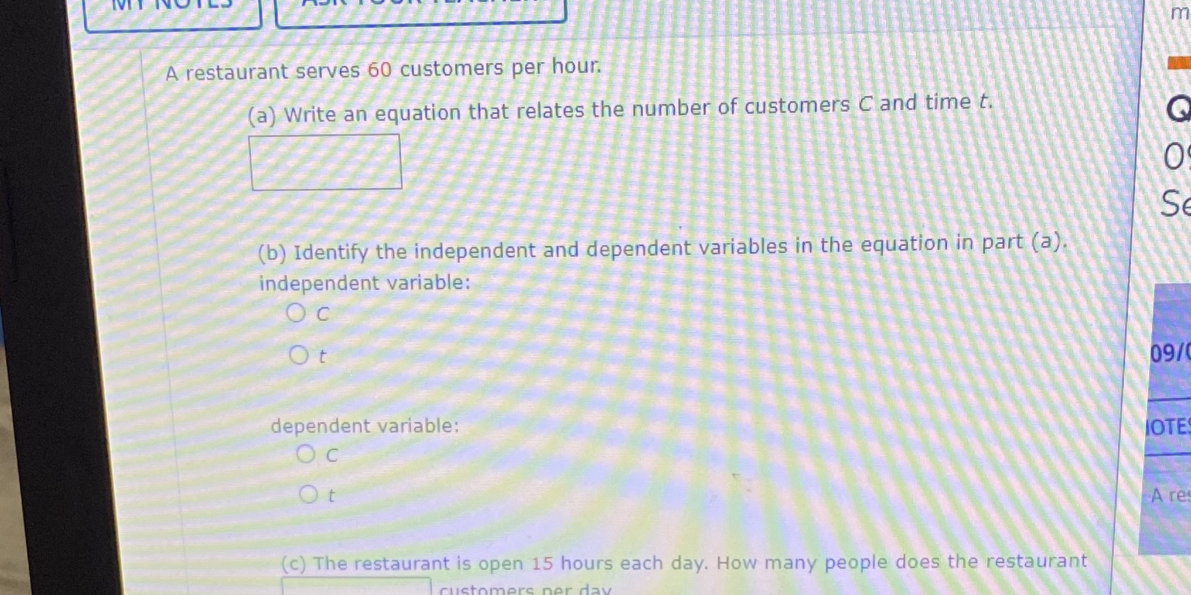 IVE IV m A restaurant serves 60 customers per