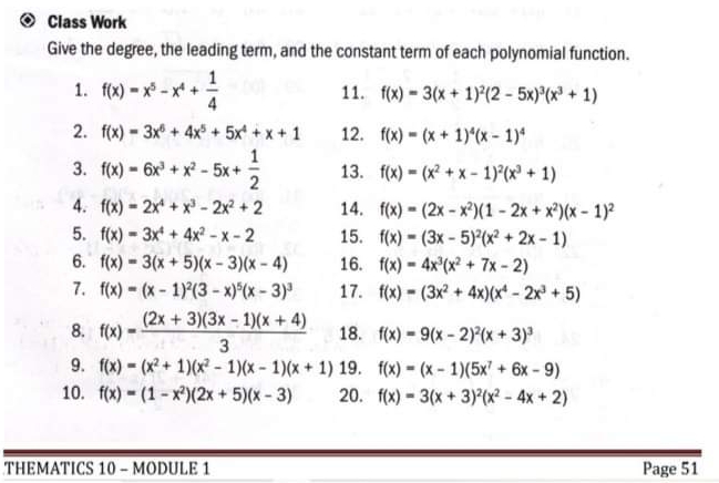 Thankyouuuu O Class Work Give the degree, the