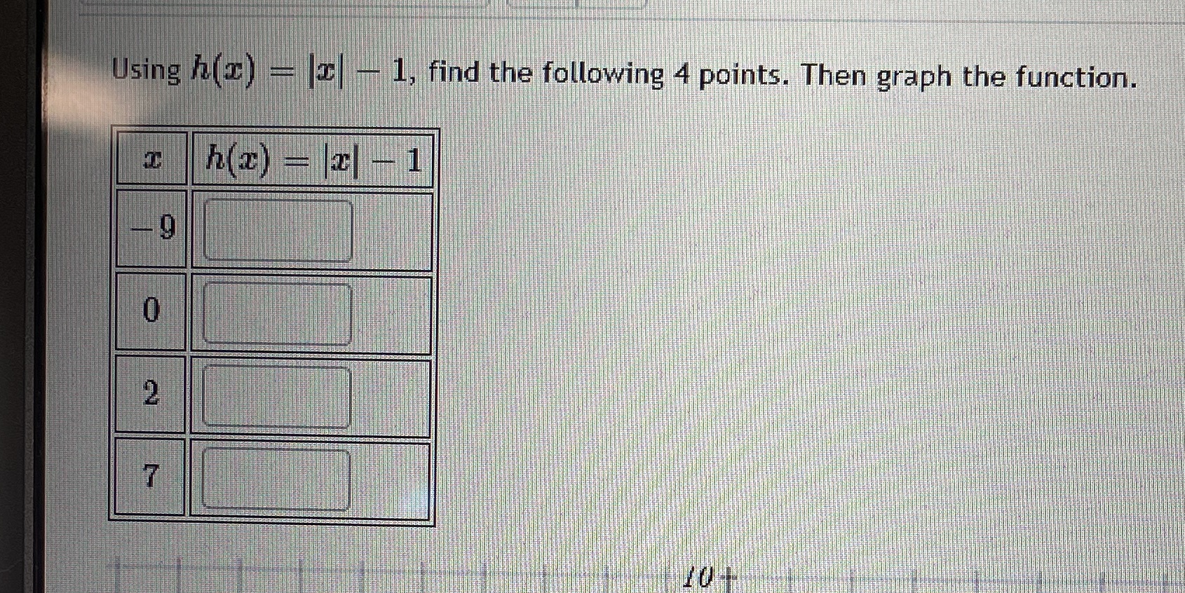 Using h(I) = I - 1, find the following 4 points.