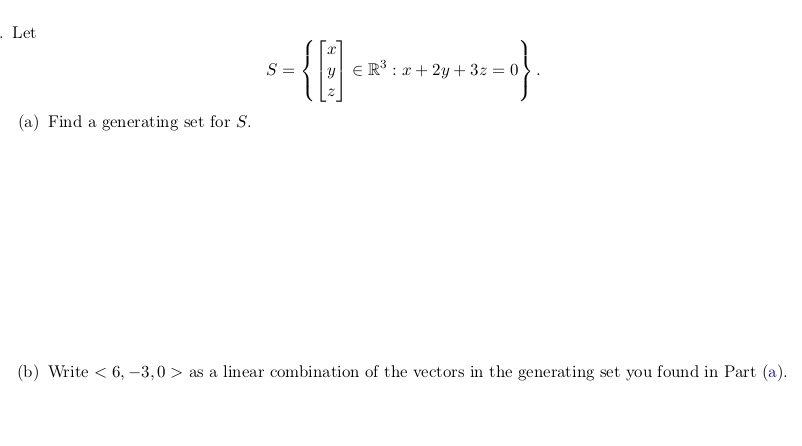 . Let 1? S: y 6R3:m+2y+32= Z {a} Find a