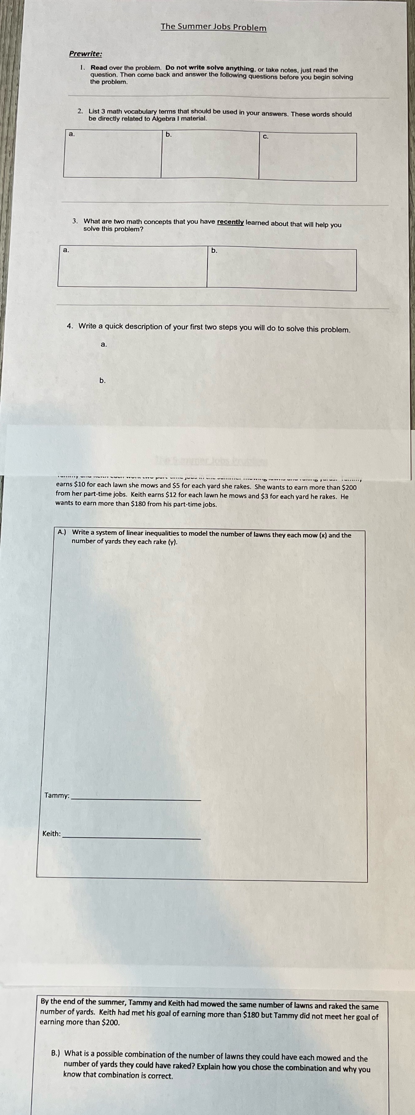 Can someone help me with this? The Summer Jobs