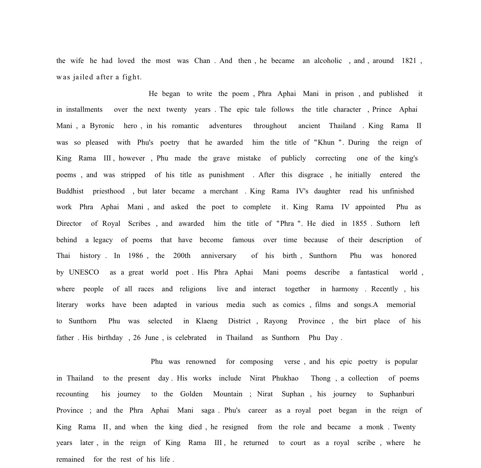 the wife he had loved the most was Chan . And