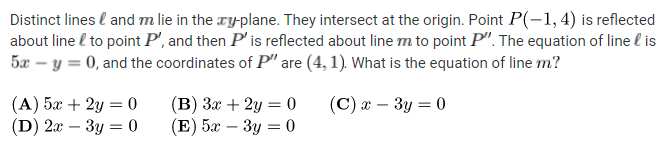 Distinct lines & and m lie in the ay-plane. They