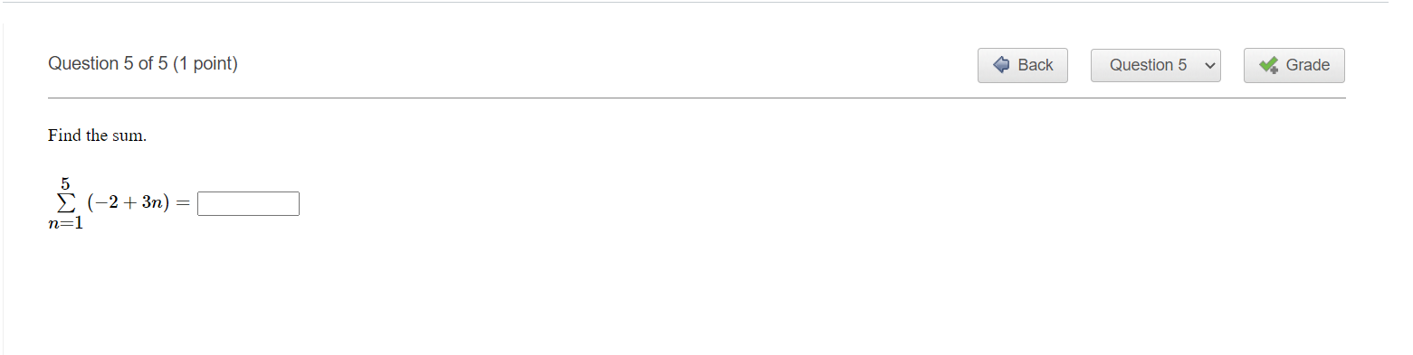 \fQuestion2of5(1 point) t p Back | ' Questionz v|