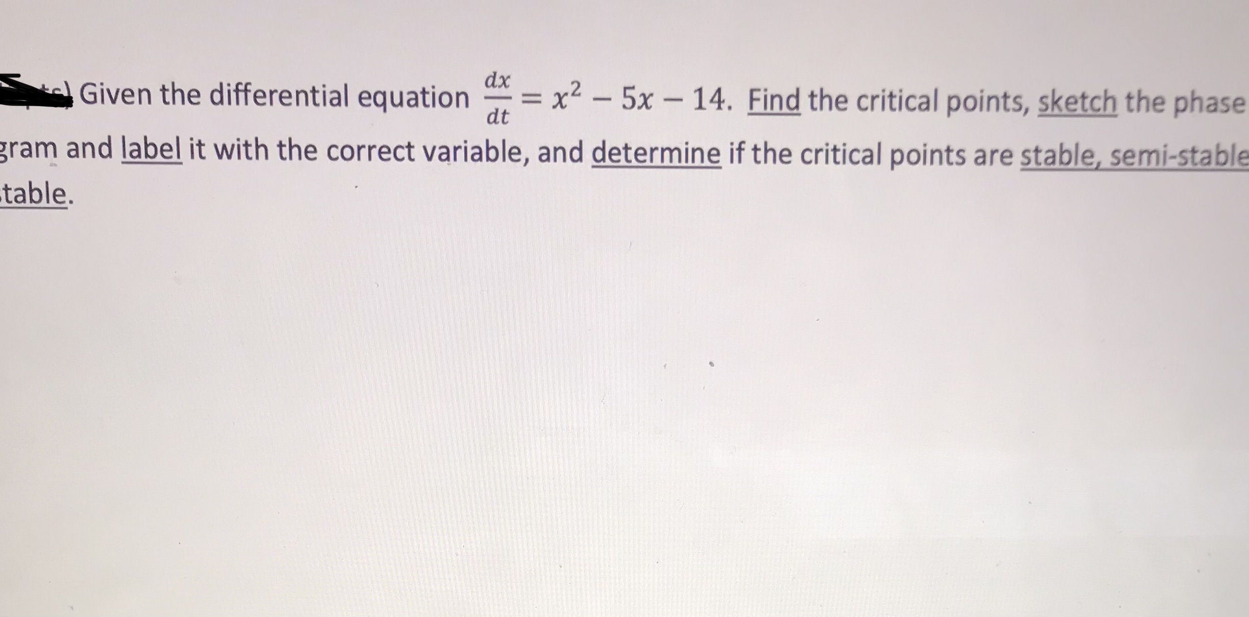 Given the differential equation on = x2 - 5x -