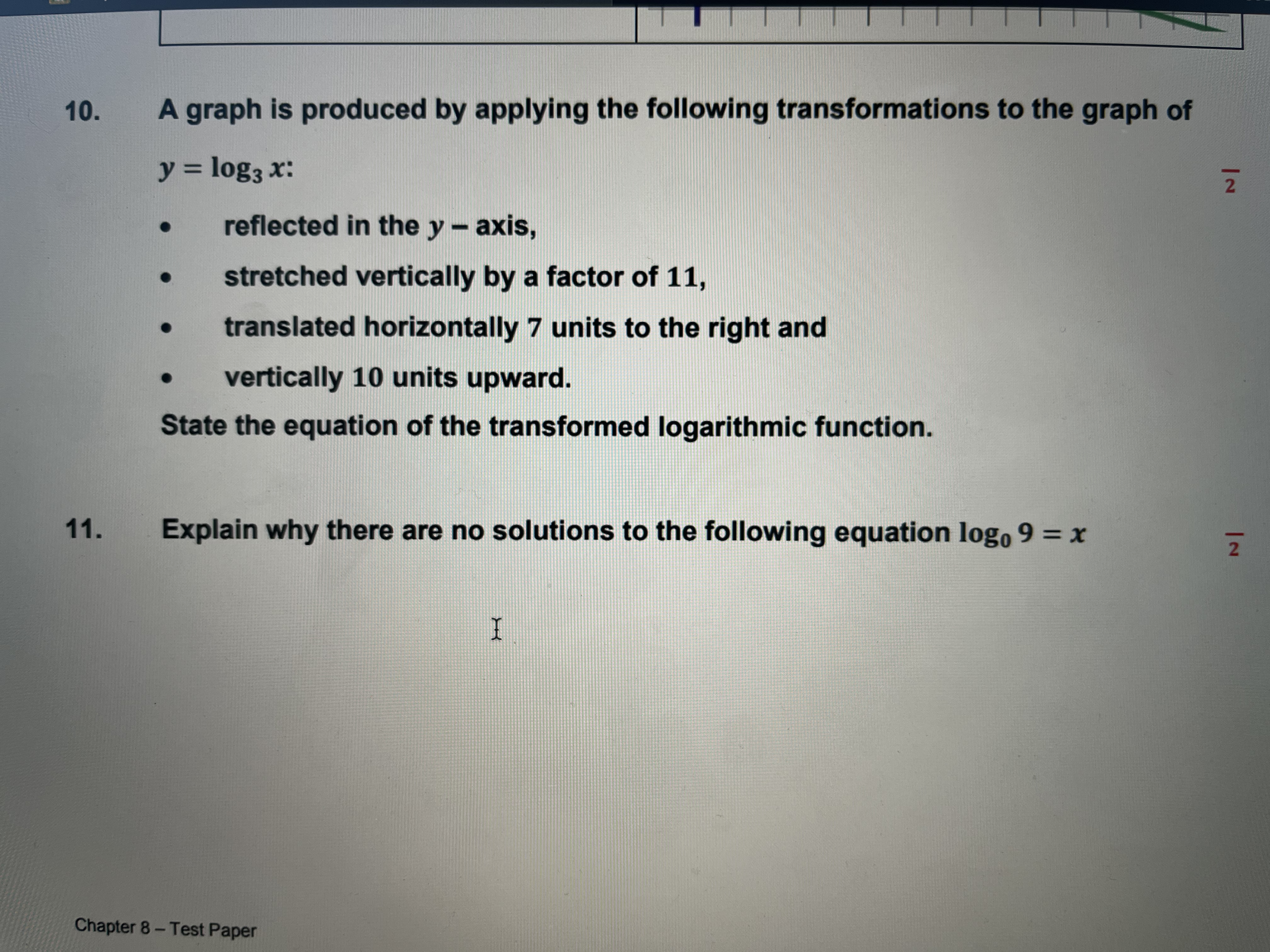 10. A graph is produced by applying the following