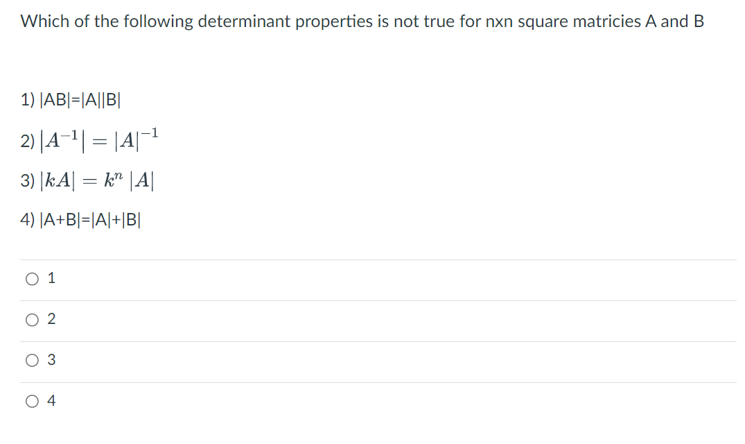 Which of the following determinant properties is