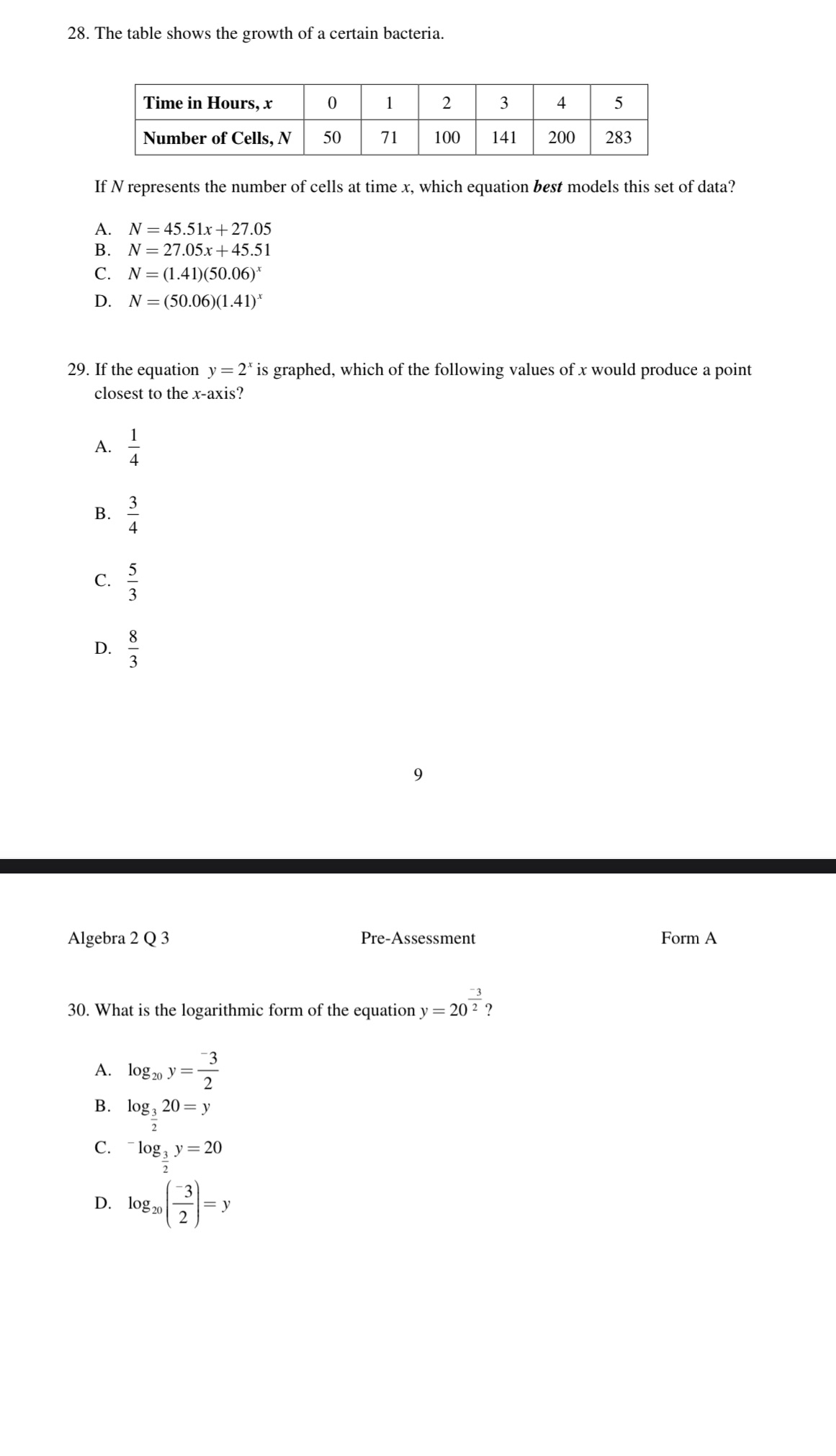 Please answer all 28. The table shows the growth
