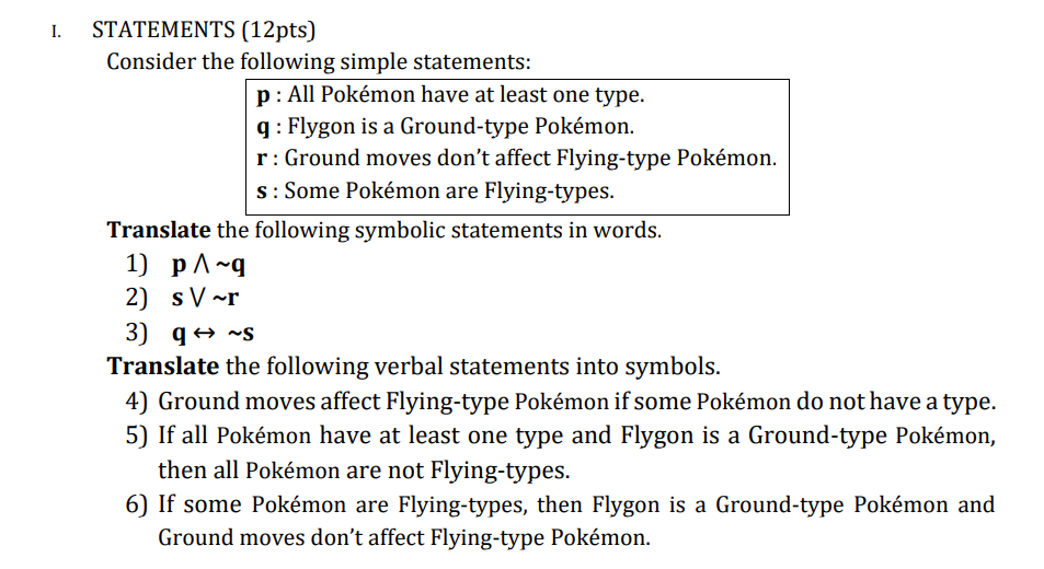 Instructions: Give what is asked below. 1.