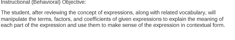 Instructional [Behavioral] Objective: The