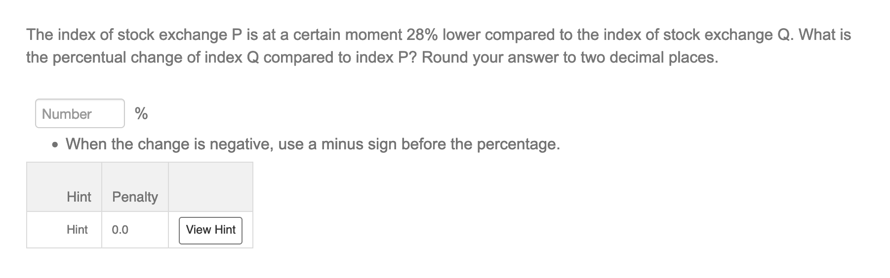 The index of stock exchange P is at a certain