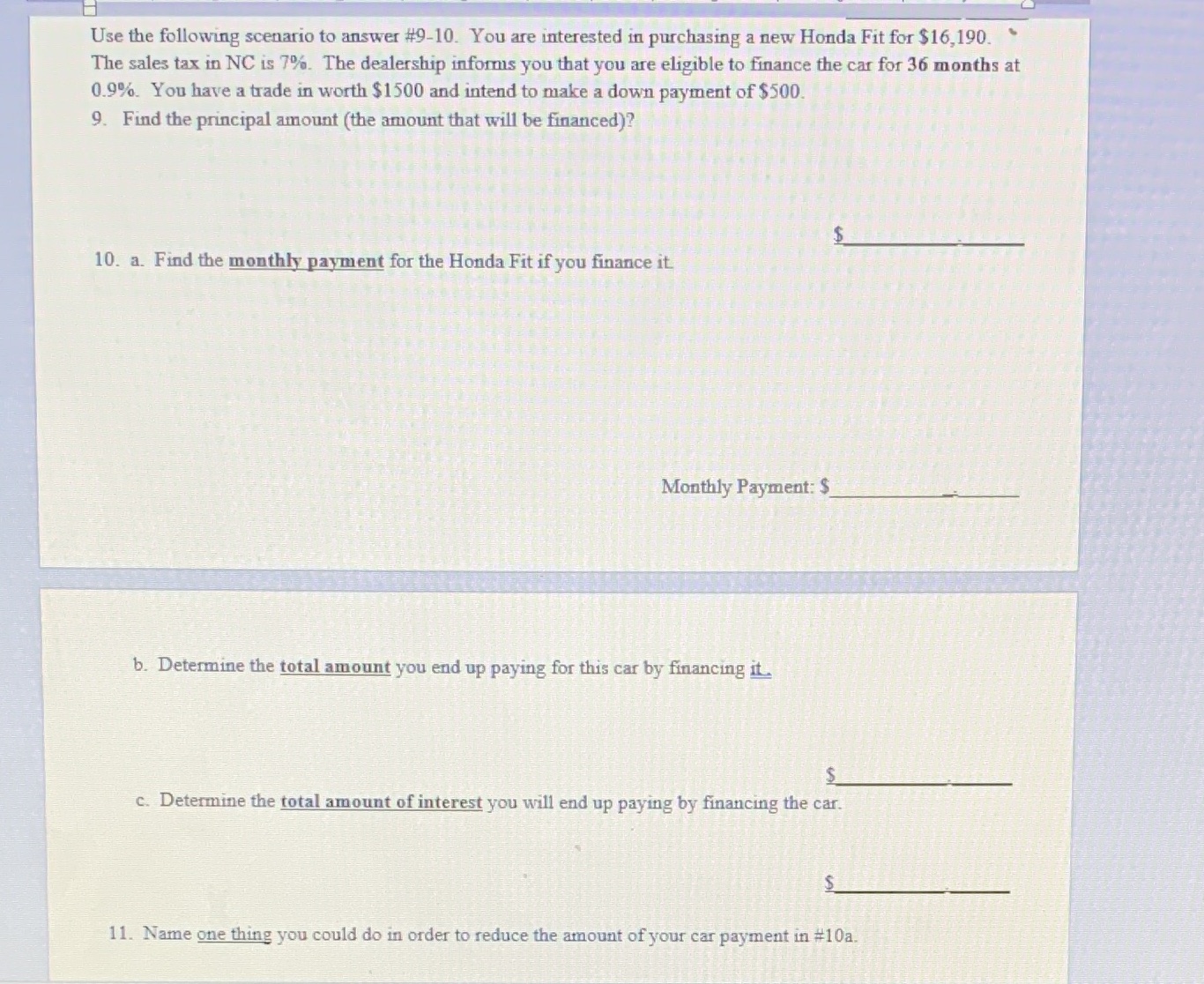 setting up work and solving 9-11 Use the