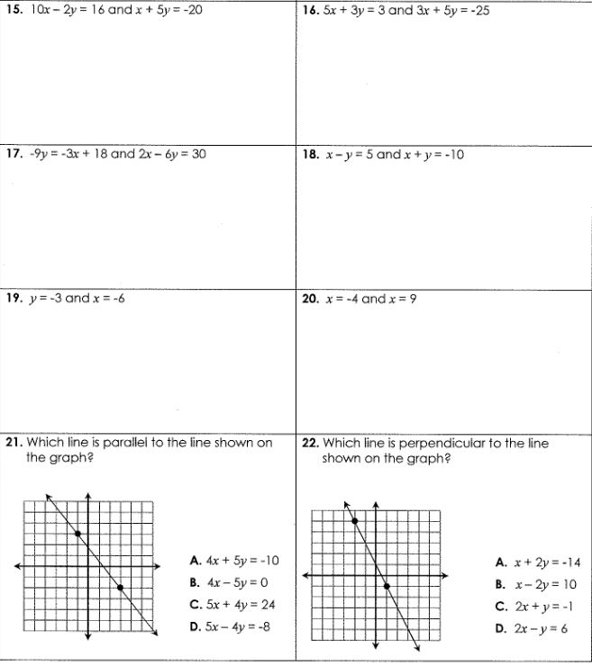 Determine if the equations are parallel,