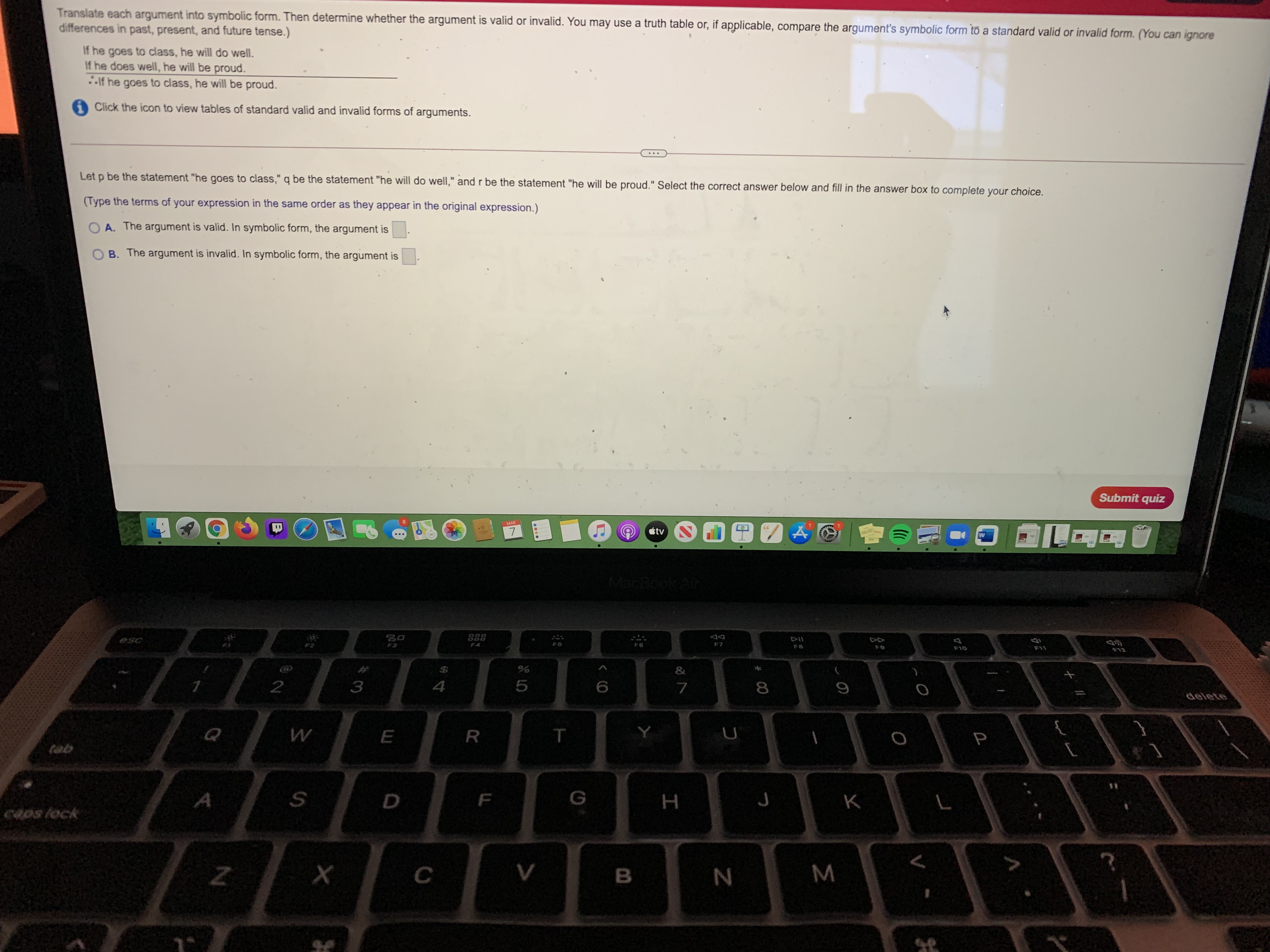 Translate each argument into symbolic form. Then