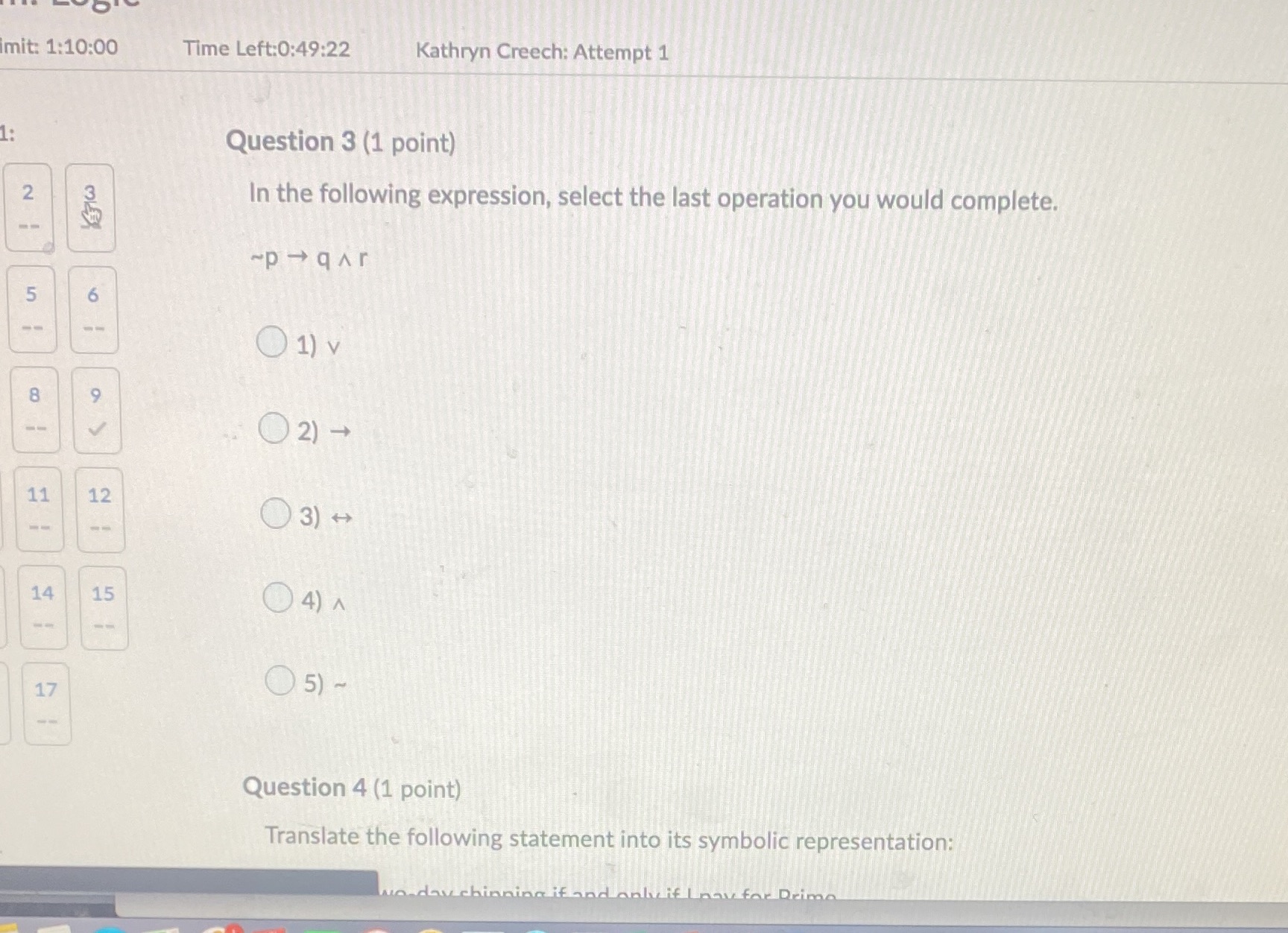 mit: 1:10:00 Time Left:0:49:22 Kathryn Creech: