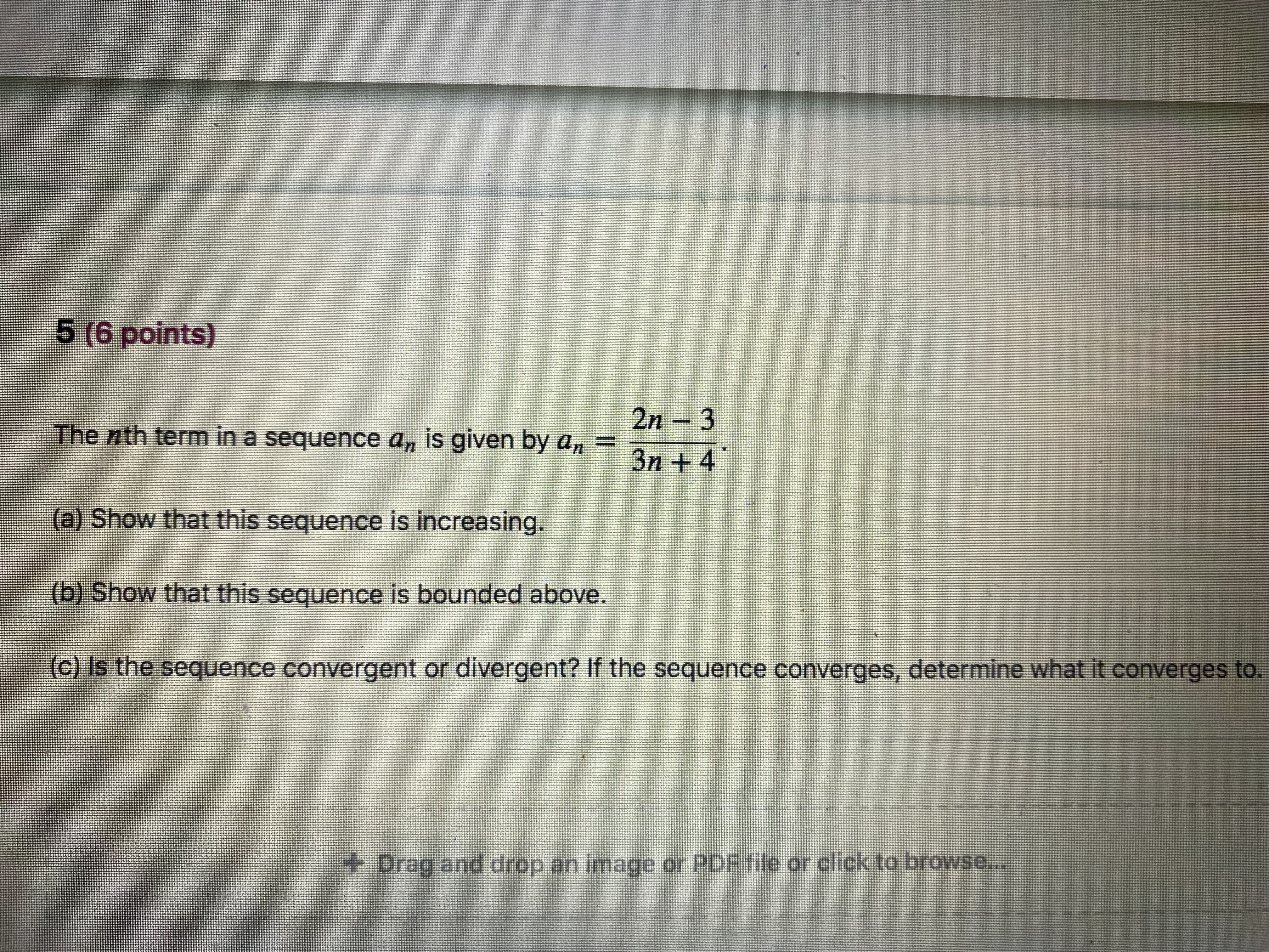 5 (6 points) 2n - 3 The nth term in a sequence