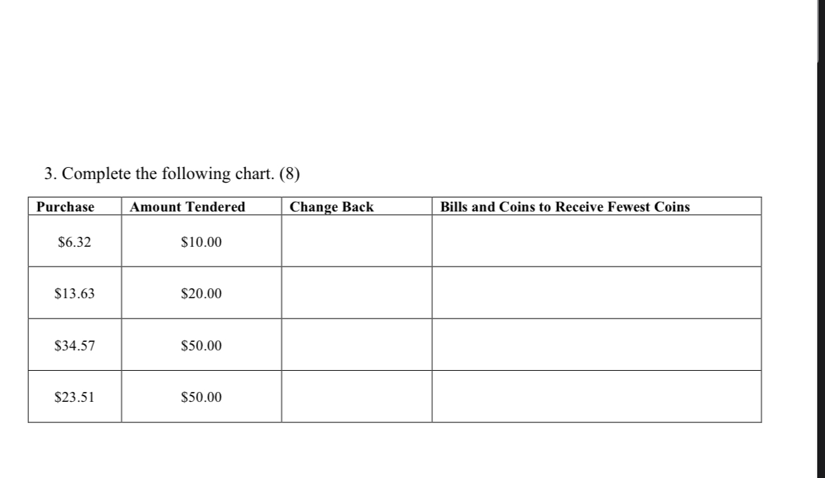 1. If a $10 bill, four $2 coins, a quarter, and 2