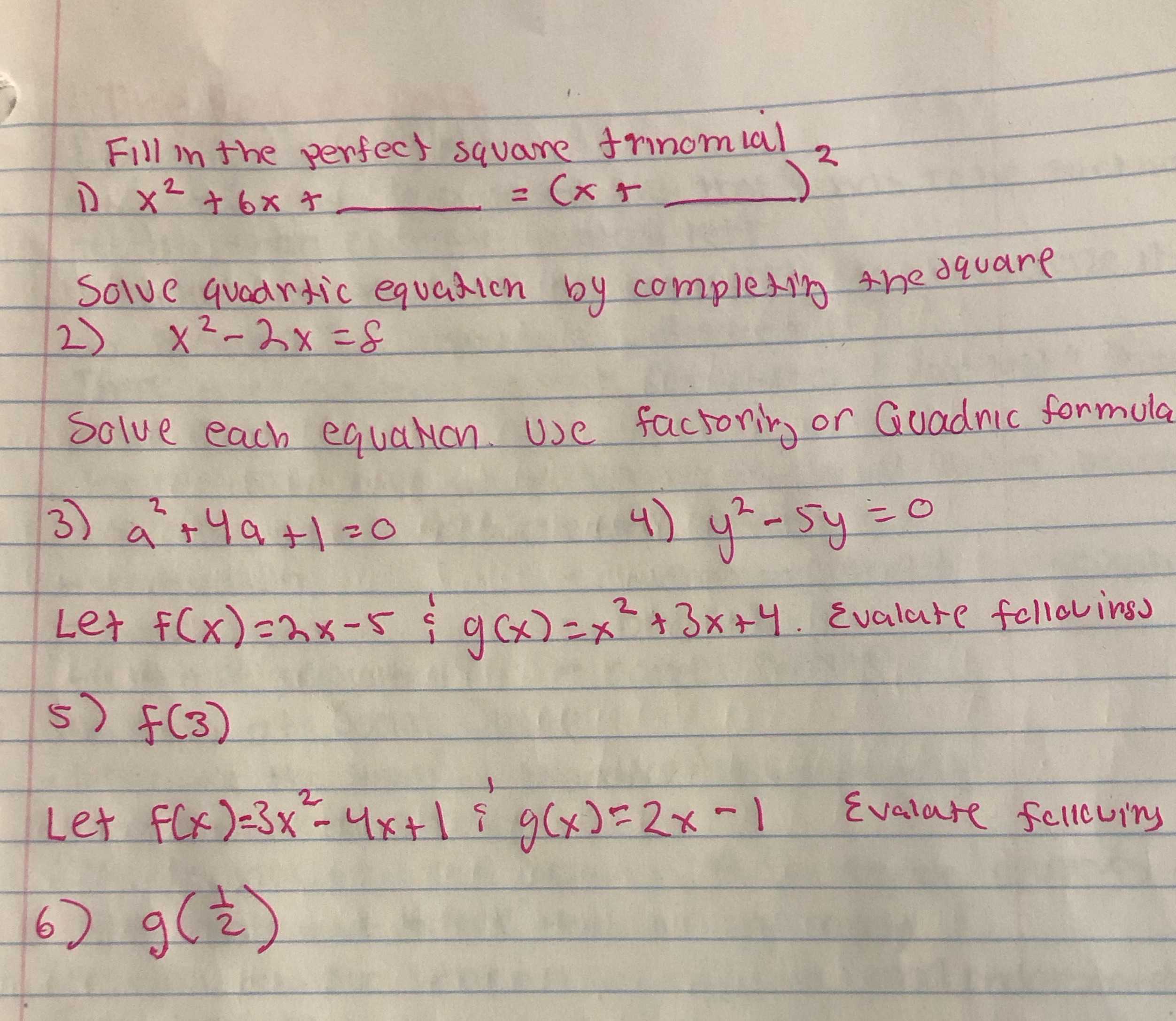 Fill in the perfect square trinomial 2 D X 2 + 6x
