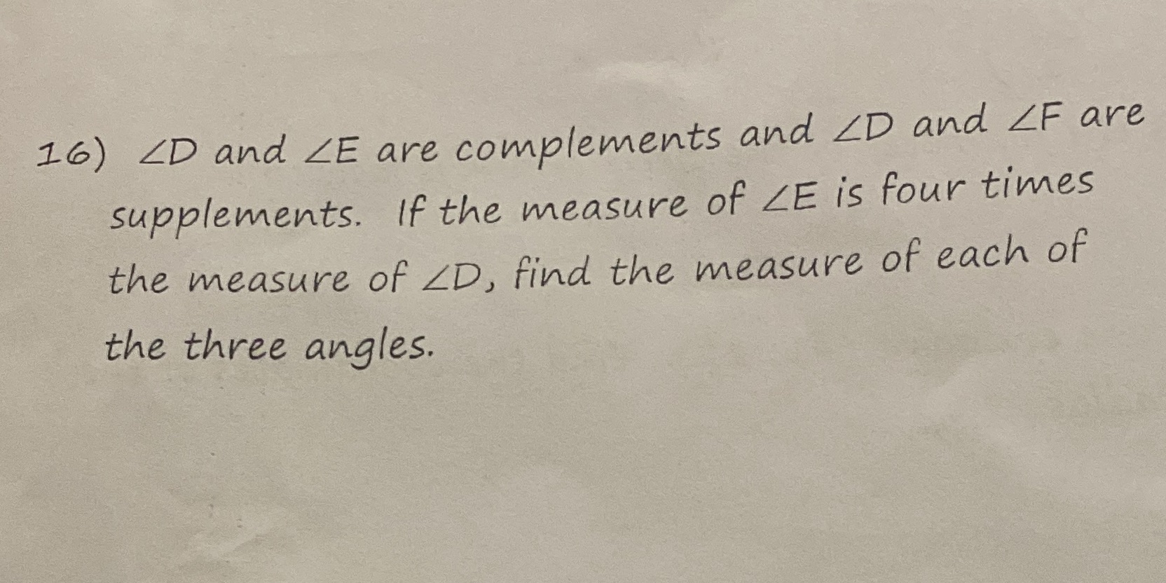 16) LD and ZE are complements and LD and ZF are
