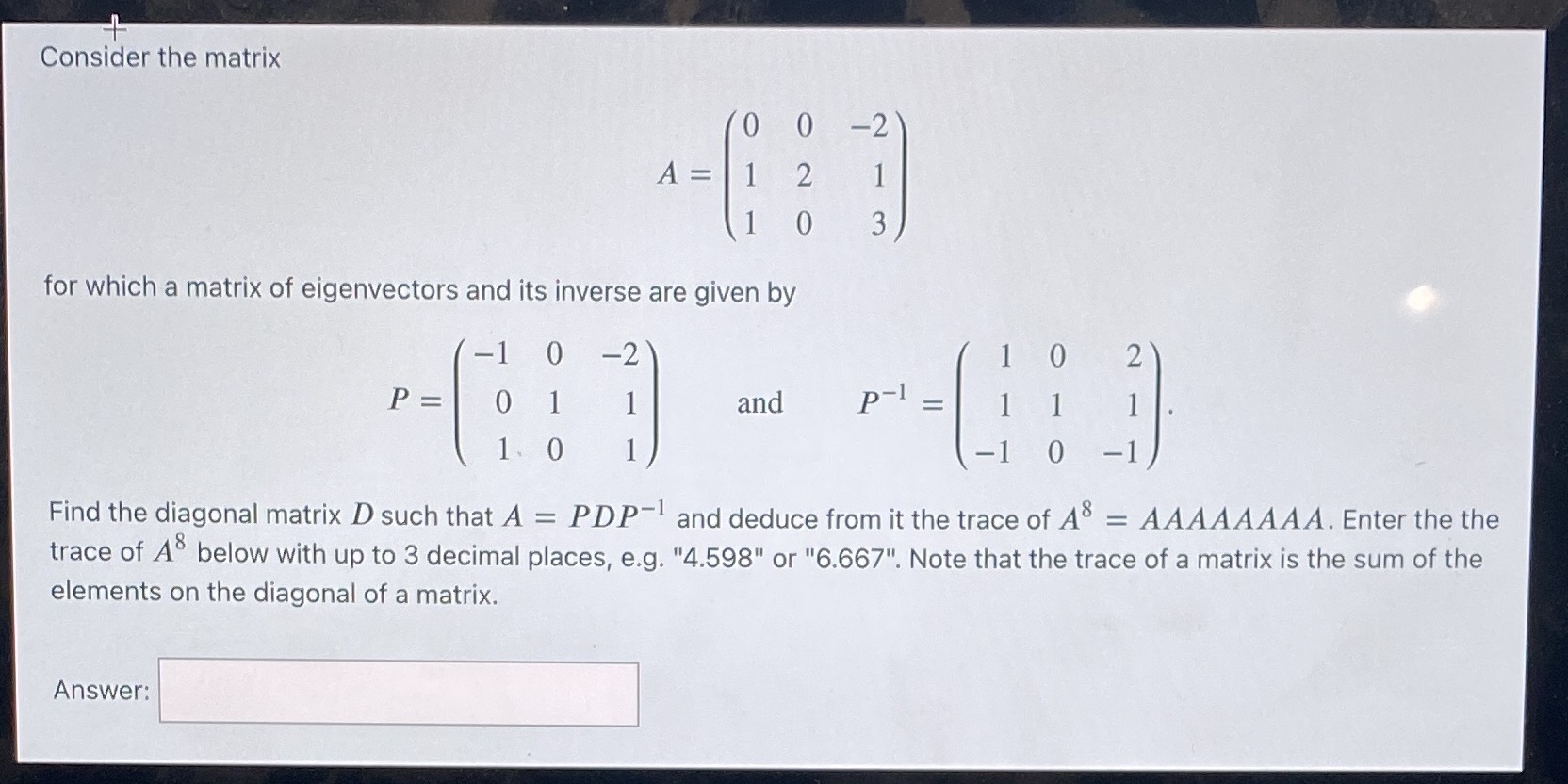 .+ . Coriander the matrix 0 1 1 for which a