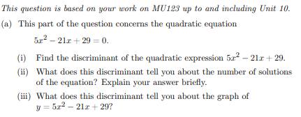 This question is based on your work on MU123 up