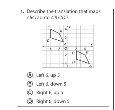 1. Describe the translation that maps ABCD onto