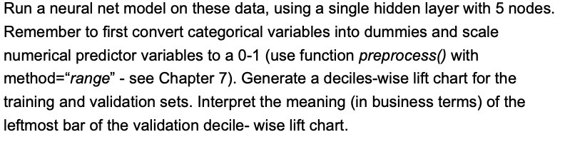 Run a neural net model on these data, using a