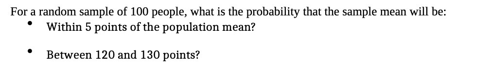 For a random sample of 100 people, what is the