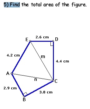 5) Find the total area of the figure. 2.6 cm E D