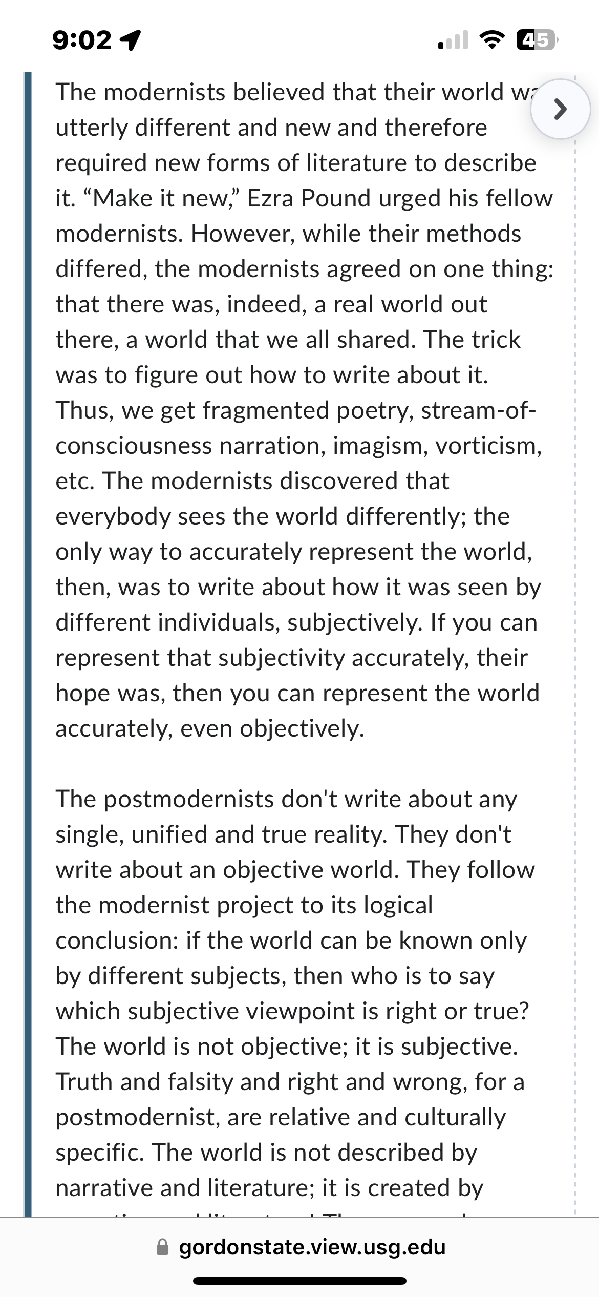 92024 . $'E The modernists believed that their