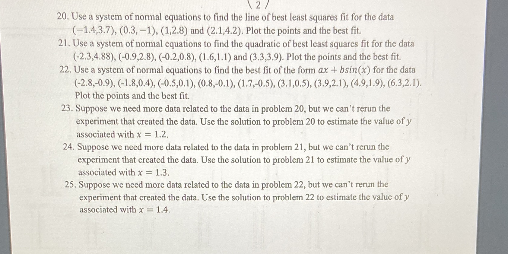 Need help with these questions \\ 2 / 20. Use a