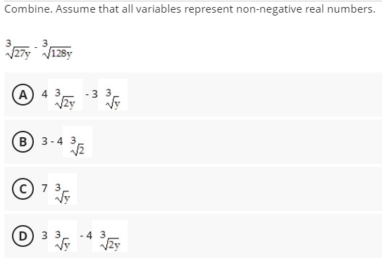 Combine. Assume that all variables represent