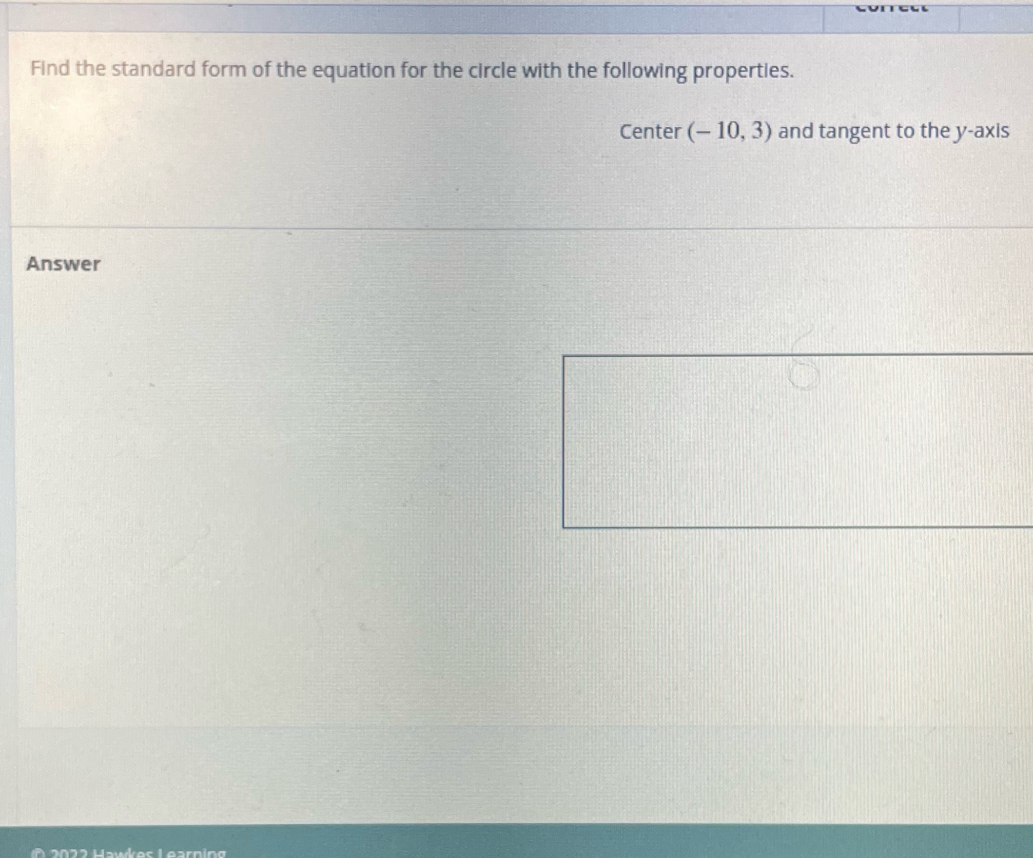 Find the standard form of the equation for the