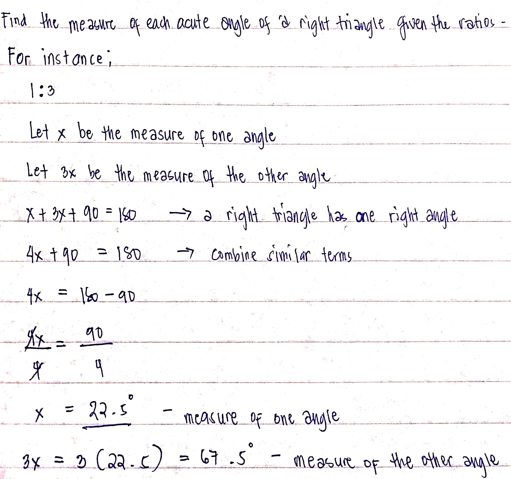 Activity A Find the measure of each acute angle