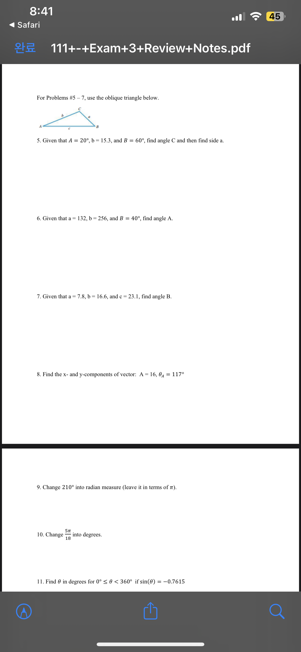 8:41 45 Safari 111+-+Exam+3+Review+Notes.pdf For