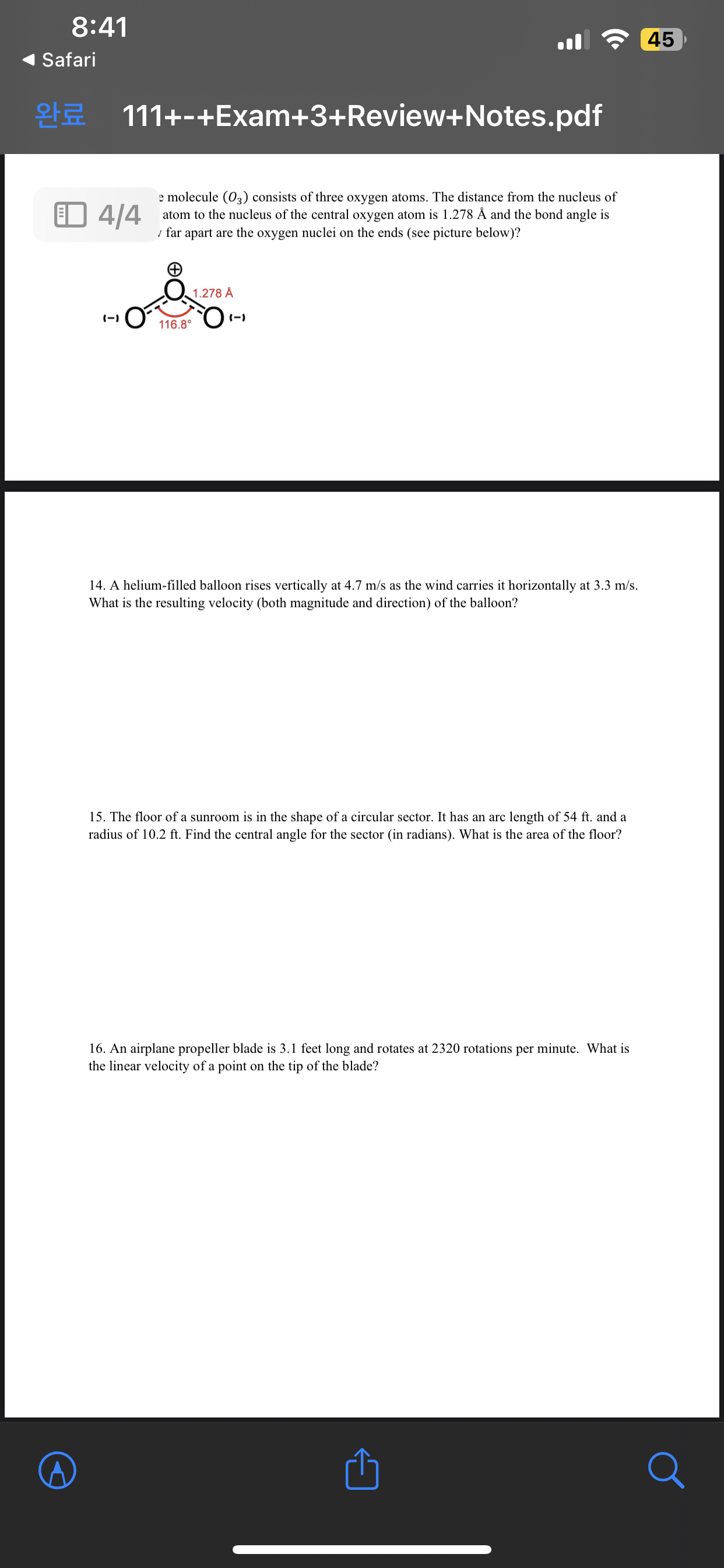 8:41 45 Safari 111+-+Exam+3+Review+Notes.pdf For