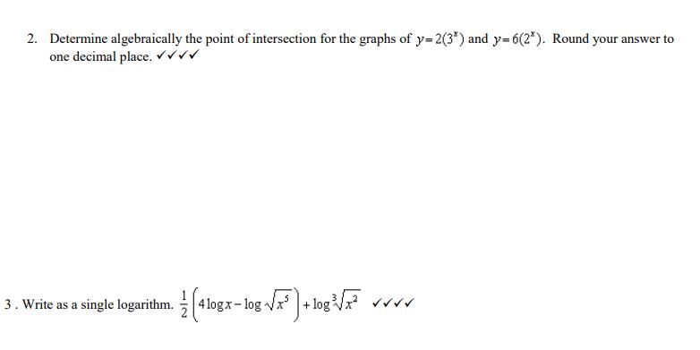 2. Determine algebraically the point of