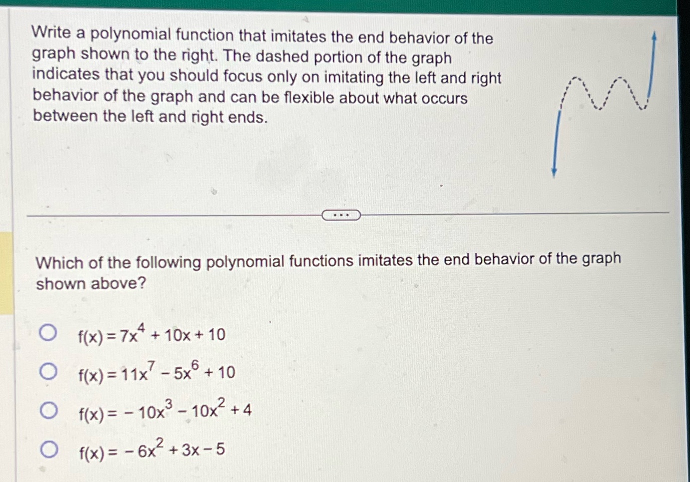 Write a polynomial function that imitates the end