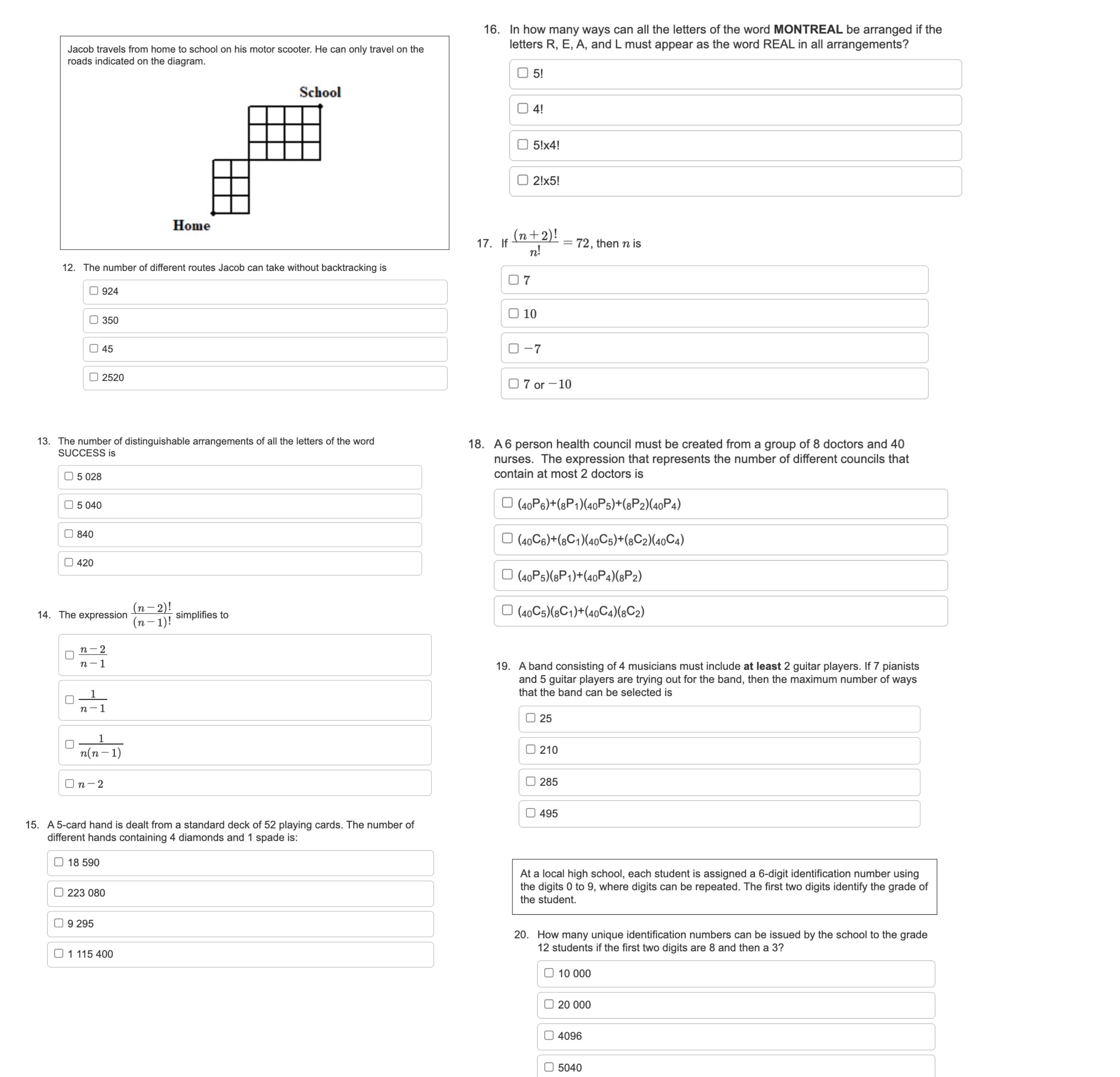 Permutations & Combinations 16. In how many ways